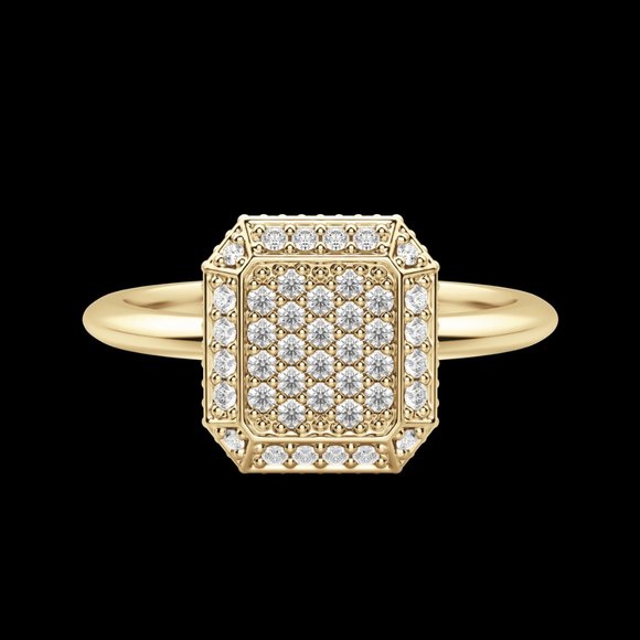 Asscher Pavé Ring - Picture 4 of 9